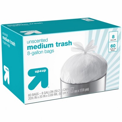 Medium Unscented Flap-Tie Trash Bags - 8 Gallon - 60ct - up & up™