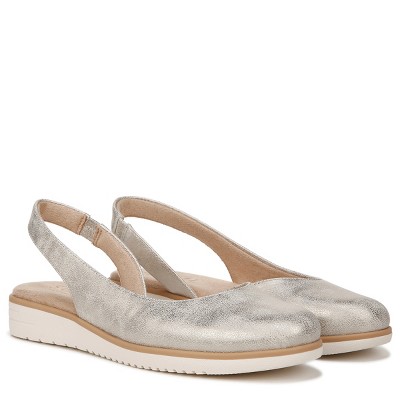 Light Gold Faux Leather Slingback Wedge Platform Flats