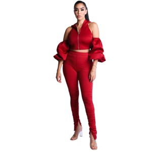 Slickblue Women's Puff Sleeve Hoodie Set – Trendy and Cozy Set in 3 Color & Size Options, Perfect for Casual Wear - 1 of 4