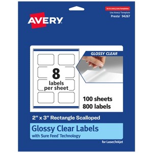Avery Glossy Clear Rectangle Scalloped Labels with Sure Feed, 2" x 3" - 1 of 4