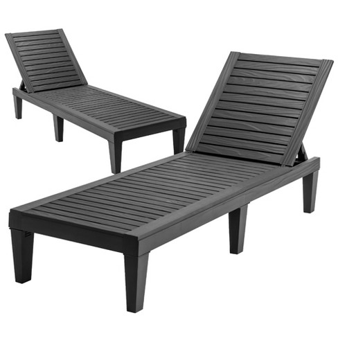 Costway 2 Pcs Patio Lounge Chair Chaise Recliner Weather Resistant