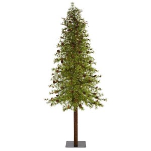 Nearly Natural 9' Wyoming Alpine Prelit LED Artificial Christmas Tree with Pine Cones on Natural Trunk - 1 of 1