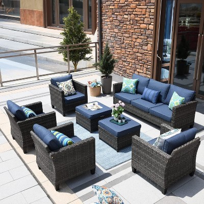 XIZZI Patio Furniture Set 7 Pieces Outdoor Conversation Sets Wicker Sectional Couch Set with Chairs for Garden Backyard Porch