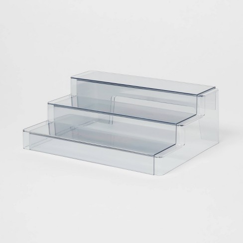 Modern 2-Tier White & Transparent Storage Rack Acrylic Storage Adjustable Shelf Small