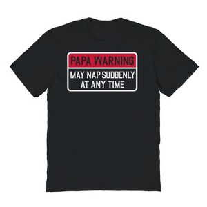 Rerun Island Men's Papa Warning May Nap Short Sleeve Graphic Cotton T-Shirt - 1 of 3