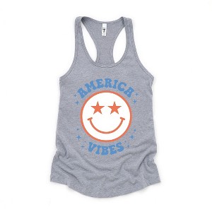 Simply Sage Market Women's America Vibes Smiley Racerback Graphic Tank - 1 of 2