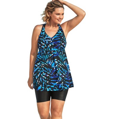 Swim 365 Women's Plus Size Longer Length Braided Tankini Top