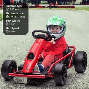 Ride on Go Kart for Teens, 24v 9Ah Large Battery Dual 300w Extra Powerful Motors, 8MPH Fast Drifting Fun with Music & Horn, Max Load 175 Lbs - 1 of 4