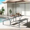 Tangkula Picnic Table Bench Set for 8 Person Outdoor Camping Table & 2 Benches with Metal Frame All-Weather Tabletop Black/Grey/Green/White - 2 of 4