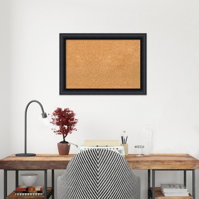 Nero Black Wood Framed Natural Corkboard, 19" x 27"