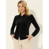 INSPIRE CHIC Women's Pocket Front Velvet Long Sleeve Casual Button Down Shirt - 2 of 4