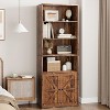 Garvee Farmhouse Bookcase with Doors 11.8in Deep Display Storage 23.6W x 71.4H Inches L-Shape Engineered Wood, Brown - 3 of 4