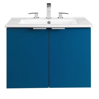 Maybelle Navy White 24" Wall-Mount Modern Bathroom Vanity
