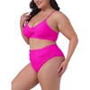 Agnes Orinda Women's Plus Size Two Piece Tie High Waisted Tummy Control V Neck Bikini Set - 2 of 4