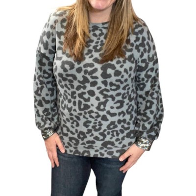 Women's Leopard Cross Back Sweater - honeyme