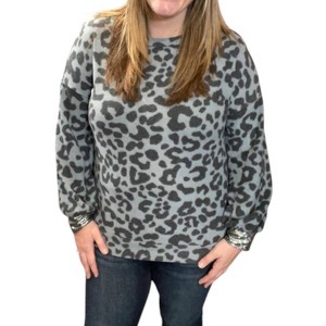 Women's Leopard Cross Back Sweater - honeyme - 1 of 2