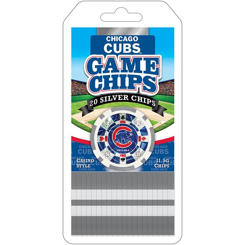 MasterPieces Casino Style 20 Piece 11.5 Gram Poker Chip Set MLB Chicago Cubs Silver Edition, 1 of 4