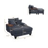 Single Corduroy Storage Sofa with Ottoman and Cup Holder, Storage Armrest Sofa with 180° Rotating Table for Living Room or Apartment-Koiai - 4 of 4