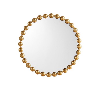 VYNXARIA 27" x 27" Round Decorative Wall Mirror, Metal Frame Wall Mounted Mirror,Vanity Accent for Bathroom Living Room,Gold