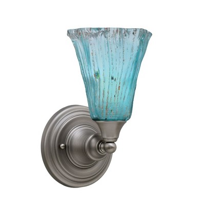 Toltec Lighting Any 1 - Light Sconce in  Brushed Nickel with 5.5" Fluted Teal Crystal  Shade