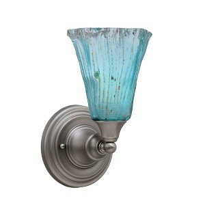 Toltec Lighting Any 1 - Light Sconce in  Brushed Nickel with 5.5" Fluted Teal Crystal  Shade - 1 of 1