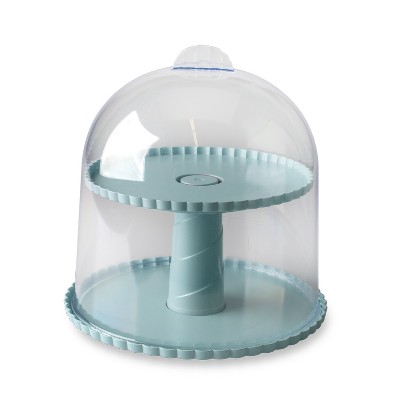 Nordic Ware Dessert Stand with Dome Lid, Sea Glass