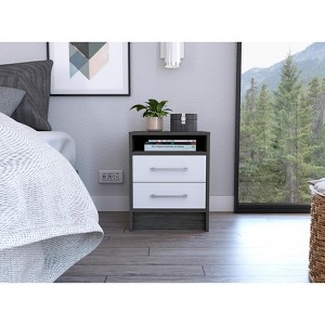 Lyngins 2 Drawers Nightstand with Concealed Shelf,Wood End Table for Bedroom,Living Room - 1 of 4