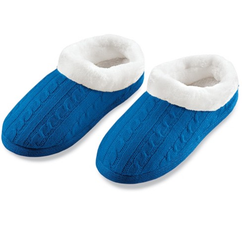 Collections Etc Faux Fur Lining Cable Knit Women's Slippers - image 1 of 2