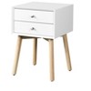 Gulches Side Table,Bedside Table with 2 Drawers and Rubber Wood Legs,Mid-Century Modern Storage Cabinet for Bedroom Living Room, White - 3 of 4