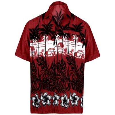 LA LEELA Men's Hawaiian Shirts Short Sleeve Button Down Shirt Mens Shirts Casual Vacation Party Caribbean Shirts for Men
