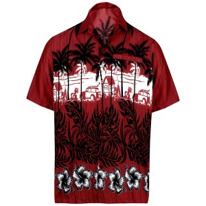 LA LEELA Men's Hawaiian Shirts Short Sleeve Button Down Shirt Mens Shirts Casual Vacation Party Caribbean Shirts for Men - 1 of 4