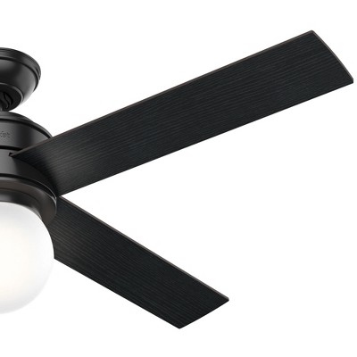 52" Matte Black Ceiling Fan with Globe Light and Wall Control