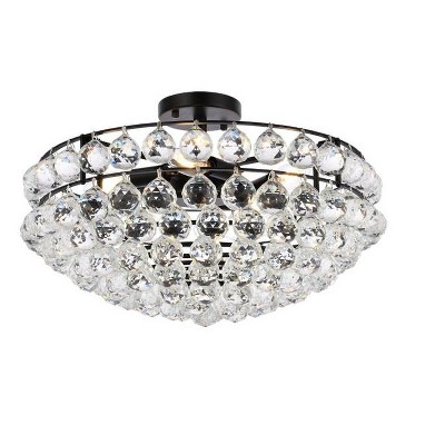 Savannah 20" Black Iron Flush Mount with Clear Crystal Trim