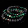 Crucible Men's Green Tiger Eye Stone with Hematite, Lava and Wood Bead Stretch Bracelets - 3 of 4