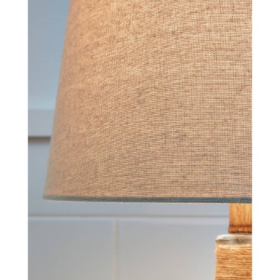 Clayleigh 23.5" Beige and Clear Glass Table Lamp Set with Rope Detail