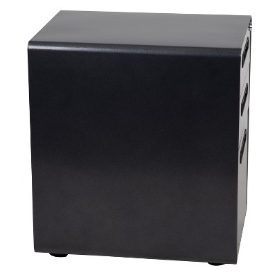 Black Mobile 3-Drawer Lockable Filing Cabinet with Casters