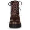 BLISSFUL STEP Women's Round Toe Chunky Heel Lug Sole Lace Up Zipper Combat Boots - 2 of 4
