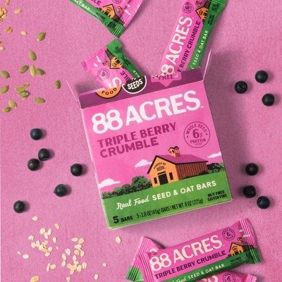 88 Acre Triple Berry Seed & Oat Granola Bars - 6g Protein - 8oz/5ct