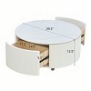 Modern Round Coffee Table with Drawers, Movable Wood Center Table with Casters - 3 of 4
