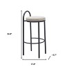HomeRoots Set of Two 30" Beige and Black Chenille and Steel Low Back Bar Height Bar Chairs - 3 of 4