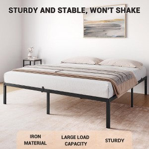 Bed Frame Heavy Duty Mattress Foundation, Easy Assembly, No Box Spring Needed, Platform Bed for Bedroom, Apartment, Black, Metal - 1 of 4
