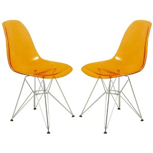LeisureMod Cresco Modern Acrylic Dining Chairs (Set of 2) – Eiffel Chrome Base, Stylish Accent Chairs for Contemporary Dining Rooms & Kitchen Tables - 1 of 4