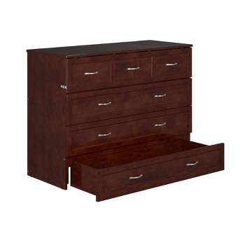 Full Deerfield Murphy Bed Chest with Charger Walnut - AFI