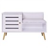VECELO Shoe Bench with Storage for Entryway Removable Padded Cushion, Lourvered Door - 2 of 4
