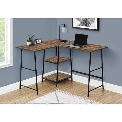 Transitional Brown Wood Corner Home Office Desk