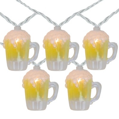 Northlight 10-Count Beer Mug Summer Outdoor Patio String Light Set, 7.25ft White Wire