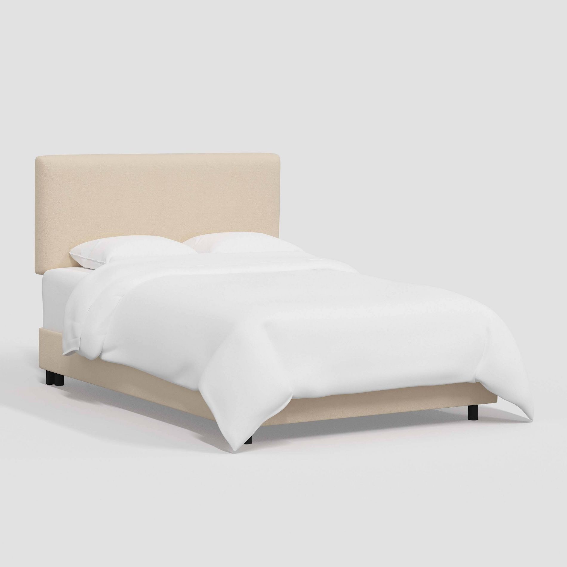 Twin Olivia Bed in Velvet Pearl - Threshold™: Pine Frame, Upholstered Headboard, Requires Box Spring