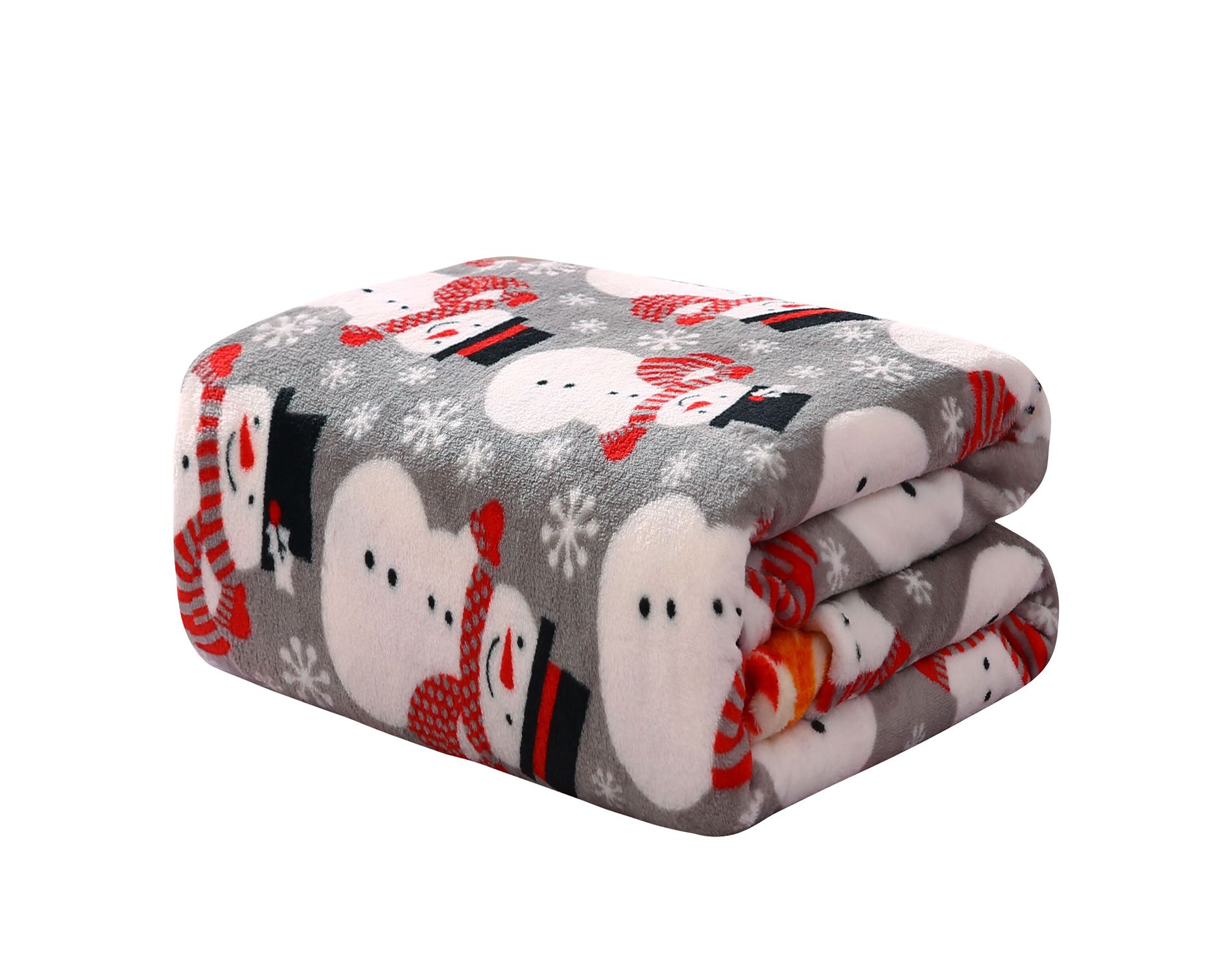 Plazatex Big Christmas Snowman All Season Plush Decorative Christmas Throw Blanket 50" X 60" Grey