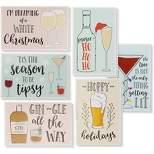 48-Pack Merry Christmas Greeting Cards Bulk Box Set - Holiday Xmas Greeting Cards 6 Drinking Holiday Funny Pun Designs, Assorted Cards Envelopes, 4x6"