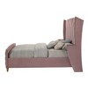 Acme Furniture 90" Queen Bed Salonia Bed Pink Velvet : Chrome Frame, Wingback Design, Faux Leather Upholstery - 4 of 4